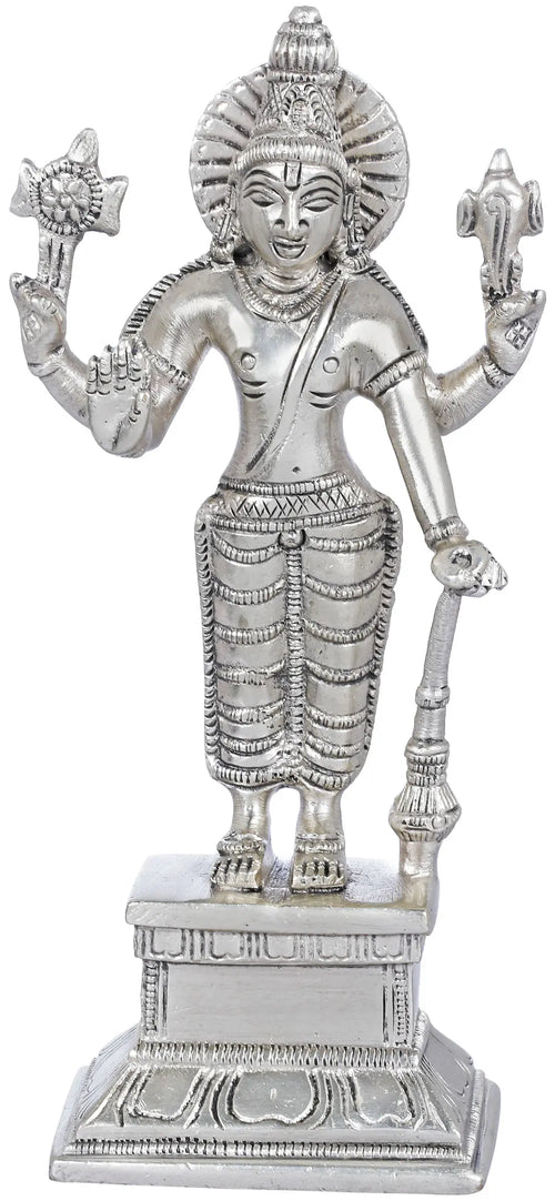 7" Lord Vishnu Handmade Brass Statue for Pooja