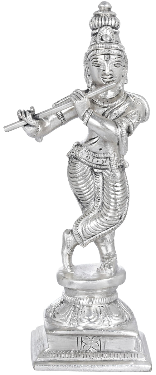 6" Brass Lord Krishna Flute Player Statue Handmade
