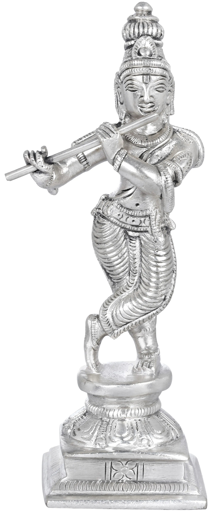6" Brass Lord Krishna Flute Player Statue Handmade