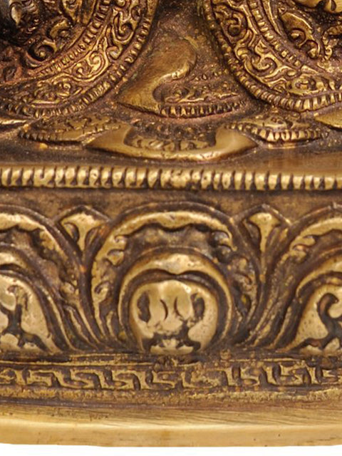9" Lord Buddha in Bhumisparsha Mudra (Robes Decorated with the Scenes from His Life) In Brass | Handmade | Made In India