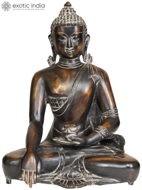 11" Buddha Bhumisparsha Mudra Handmade Brass Statue