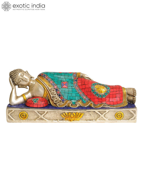 12" Parinirvana Buddha Handmade Brass Statue for Pooja
