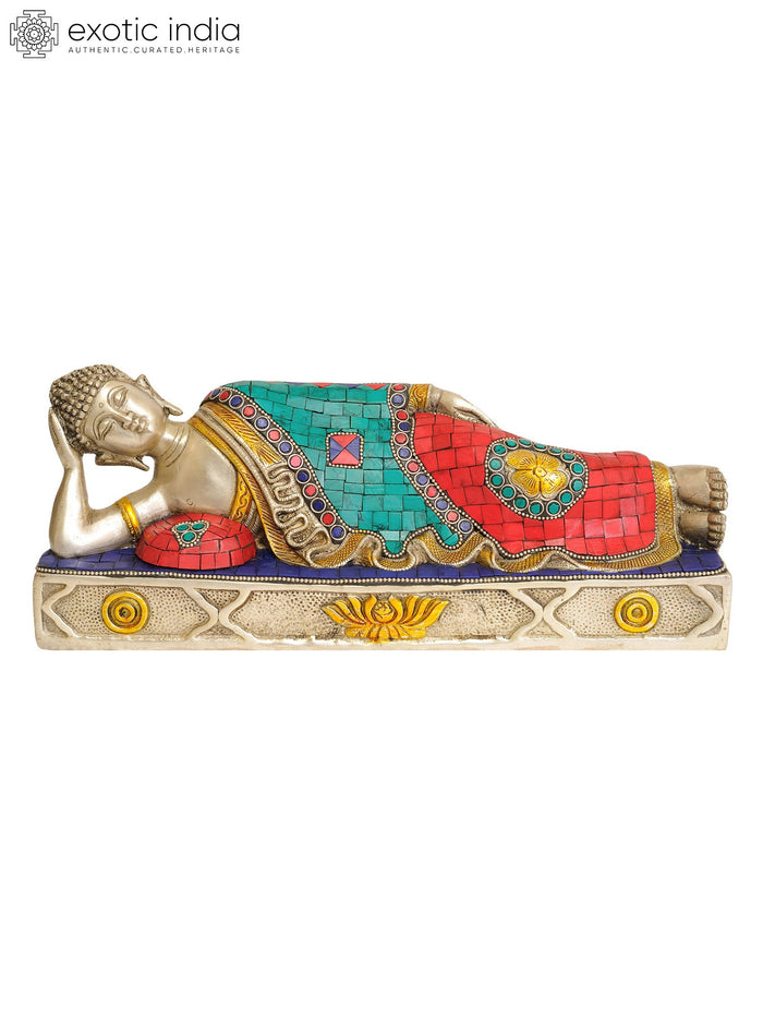 12" Parinirvana Buddha Handmade Brass Statue for Pooja