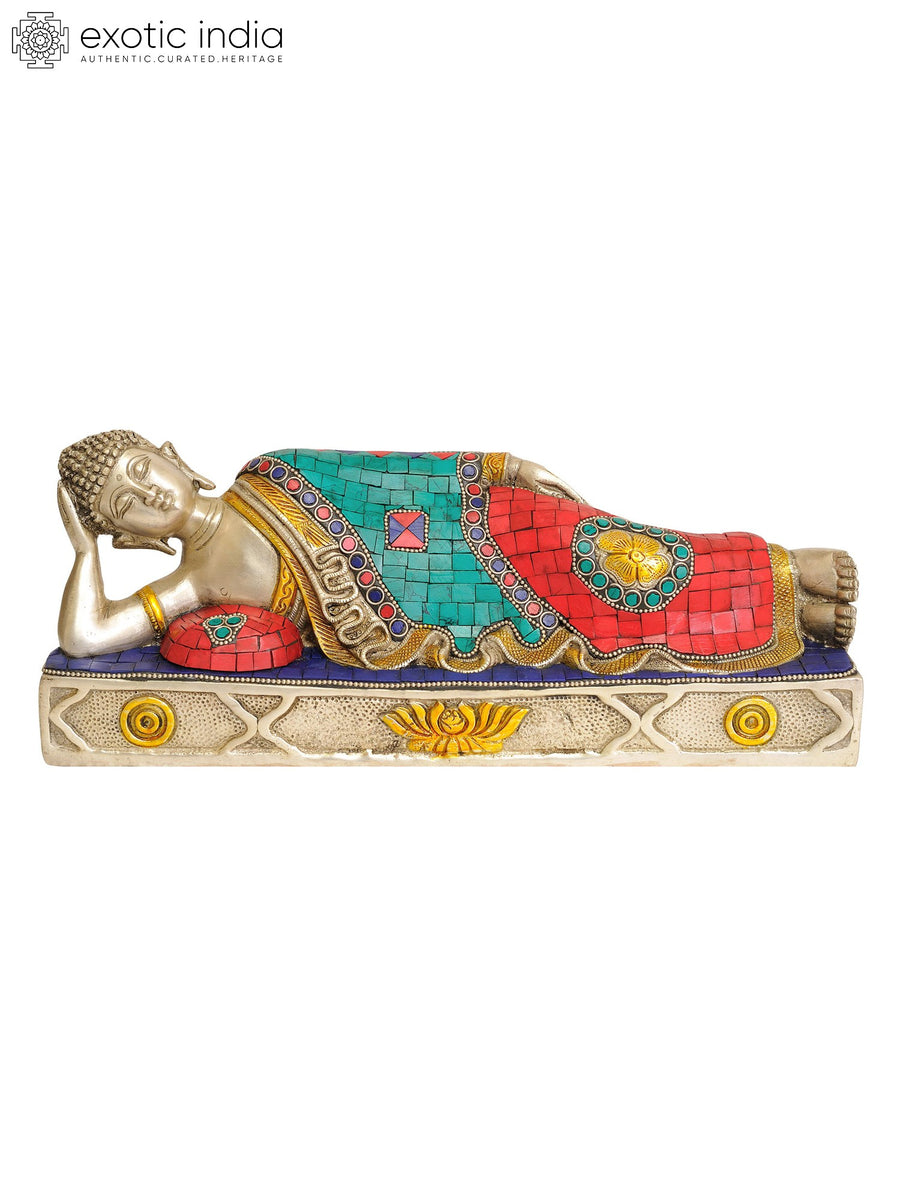 12" Parinirvana Buddha Handmade Brass Statue for Pooja