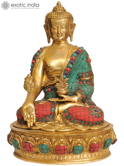 14" Medicine Buddha Tibetan Brass Statue Handmade