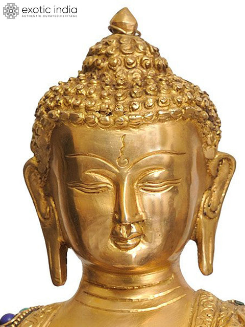 14" The Medicine Buddha (Tibetan Buddhist Deity) In Brass | Handmade | Made In India
