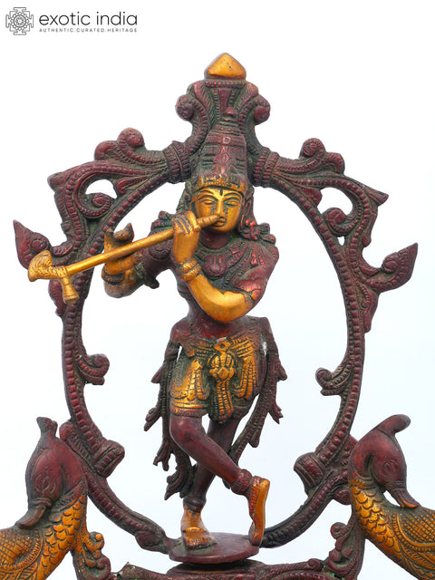 21" Lord Krishna Urli in Brass | Handmade | Made in India