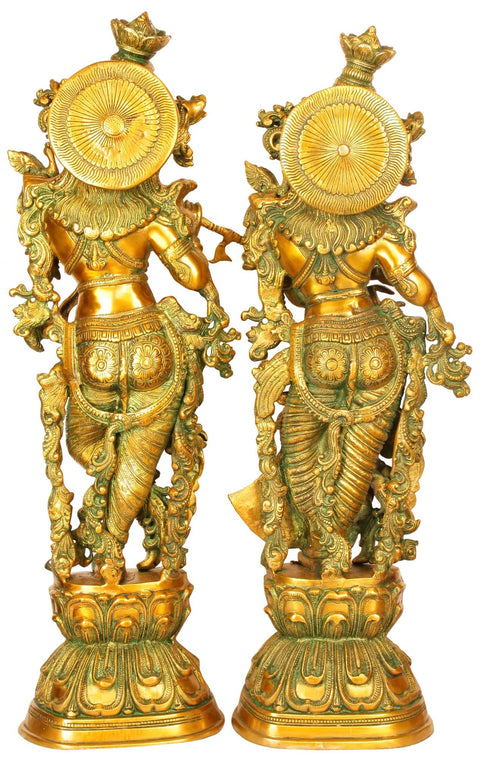 30" Divine Couple Radha Krishna In Brass | Handmade | Made In India