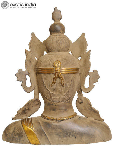 17" Crown Buddha Bust (Tibetan Buddhist Deity) In Brass | Handmade | Made In India