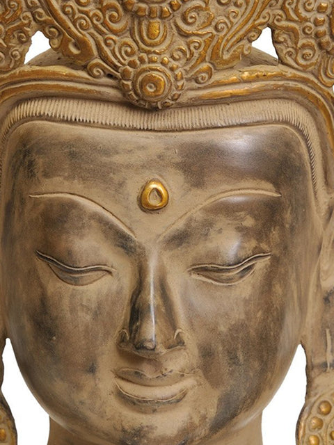 17" Crown Buddha Bust (Tibetan Buddhist Deity) In Brass | Handmade | Made In India