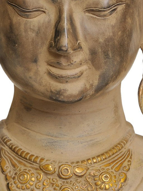17" Crown Buddha Bust (Tibetan Buddhist Deity) In Brass | Handmade | Made In India