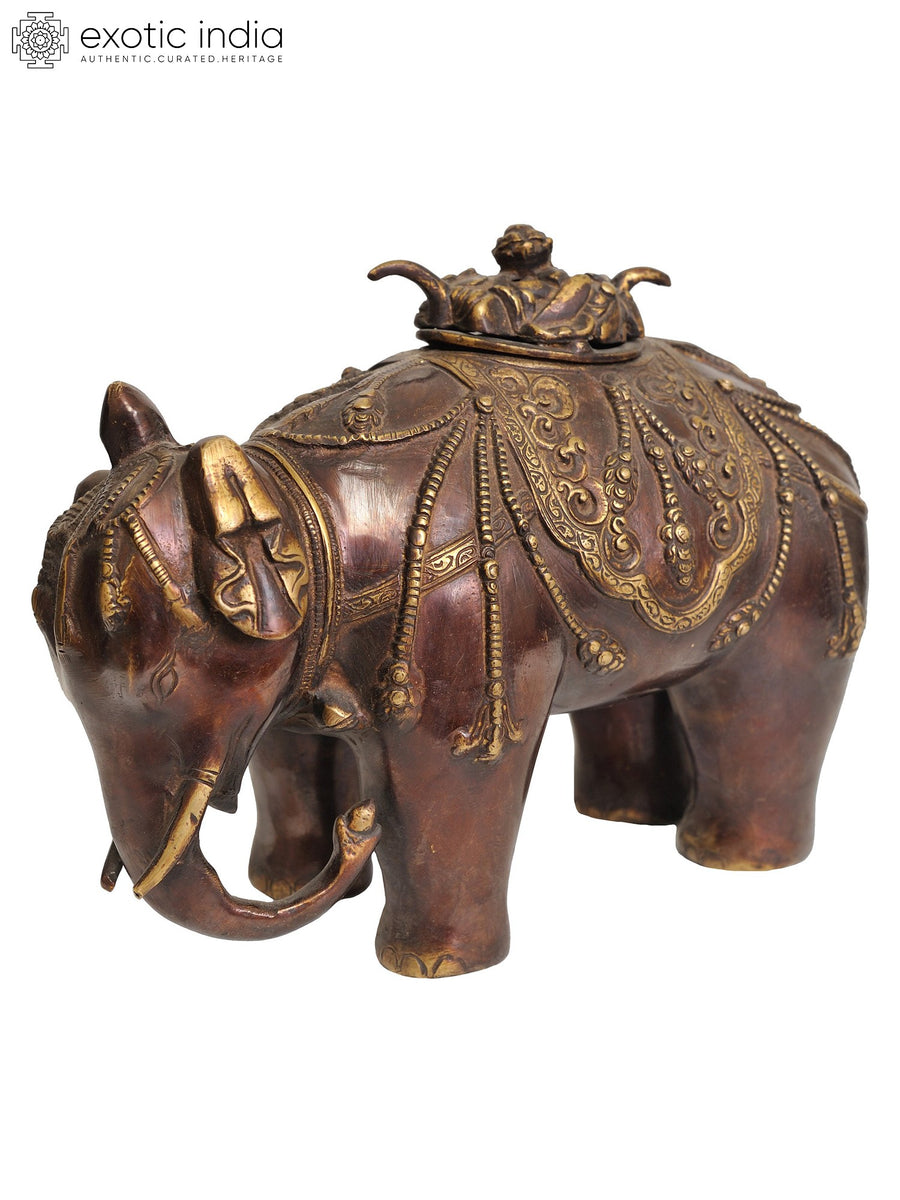 9" Brass Elephant Incense Burner Tibetan Buddhist Handmade