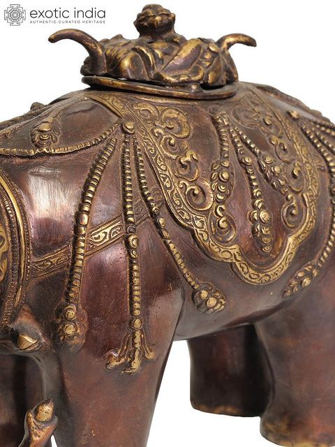 9" Elephant Incense Burner (Tibetan Buddhist) in Brass | Handmade | Made in India