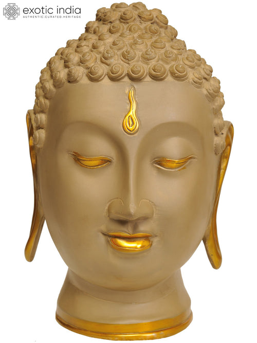 12" Meditative Buddha Head Brass Sculpture Handmade