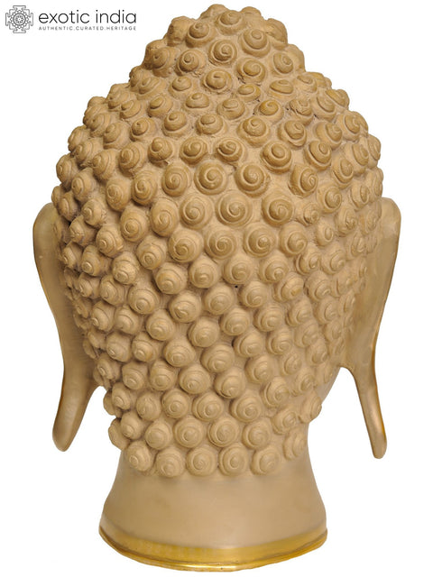 12" Meditative Buddha Head In Brass | Handmade | Made In India