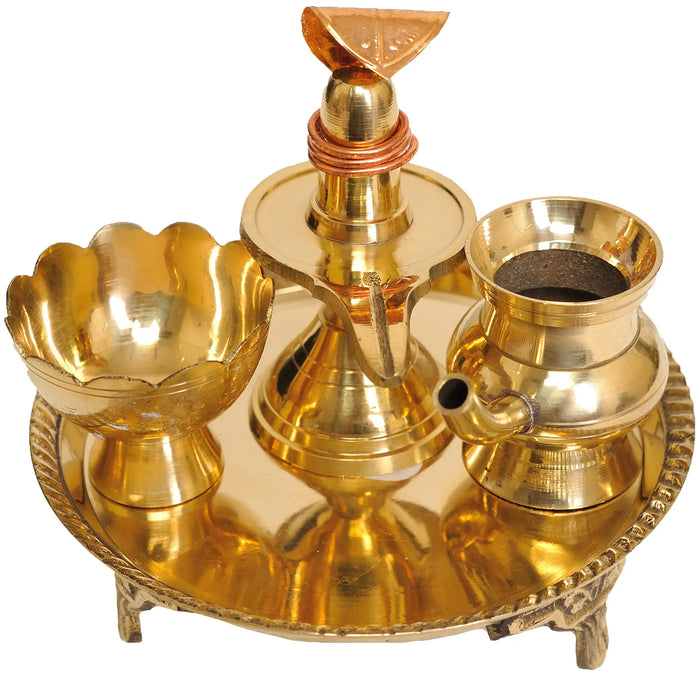 4" Puja Thali for Worship of Shiva Linga in Brass | Handmade | Made in India