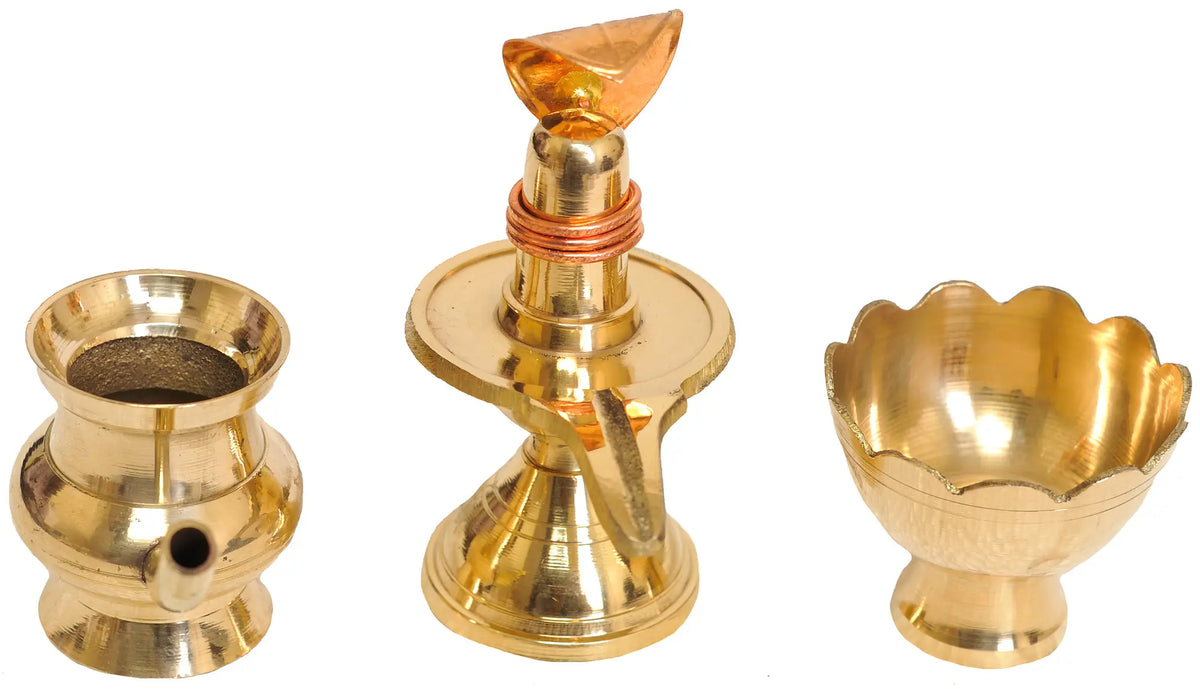 3" Complete Assembly for Abhisheka of Shiva Linga in Brass | Handmade | Made in India