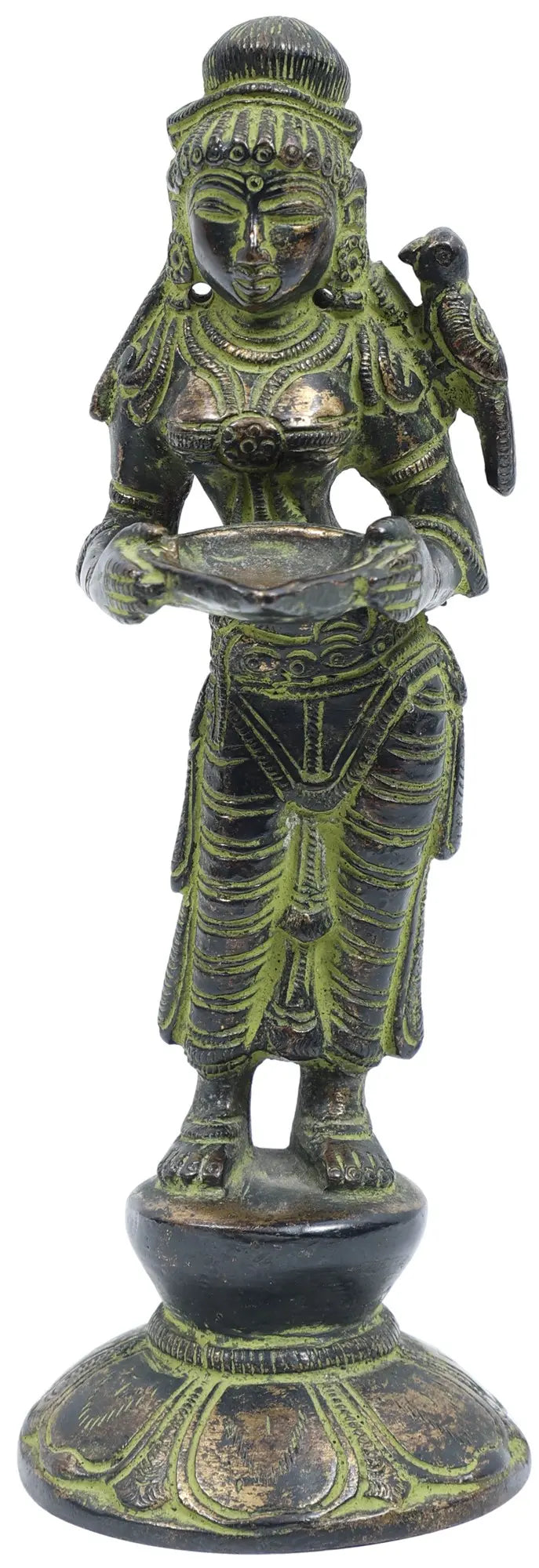 6" Deeplakshmi Goddess of Light Brass Statue Handmade