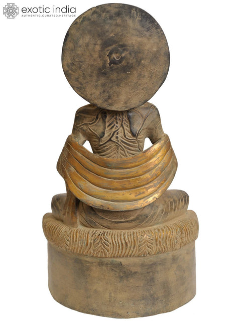 12" Emaciated Buddha Brass Sculpture | Handmade | Made in India