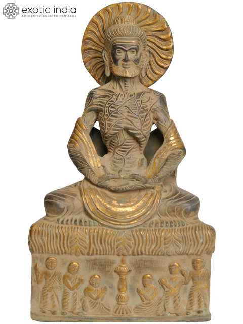 12" Emaciated Buddha Brass Sculpture | Handmade | Made in India