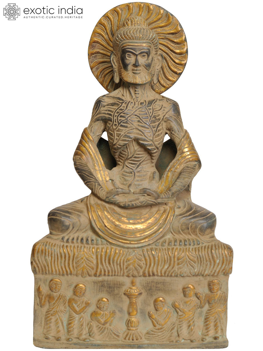 12" Emaciated Buddha Handmade Brass Statue for Meditation