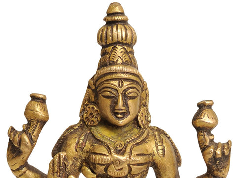 6" Four-Armed Lakshmi Statue in Brass | Handmade | Made in India