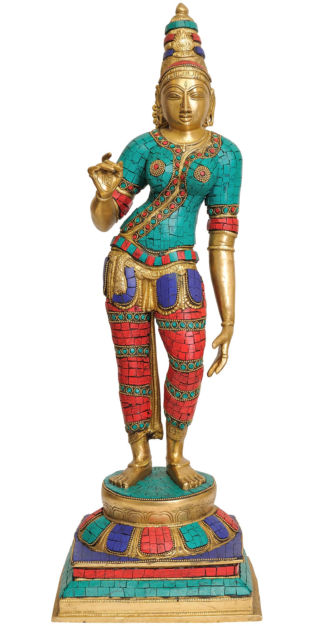 23" Standing Goddess Parvati Statue | Handmade Brass Idol