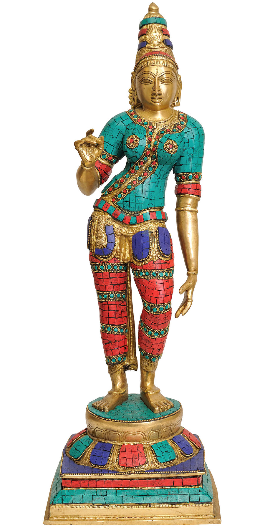 23" Standing Goddess Parvati Handmade Brass Statue