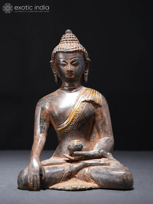 Lord Buddha Bhumisparsha Mudra Brass Statue Handmade