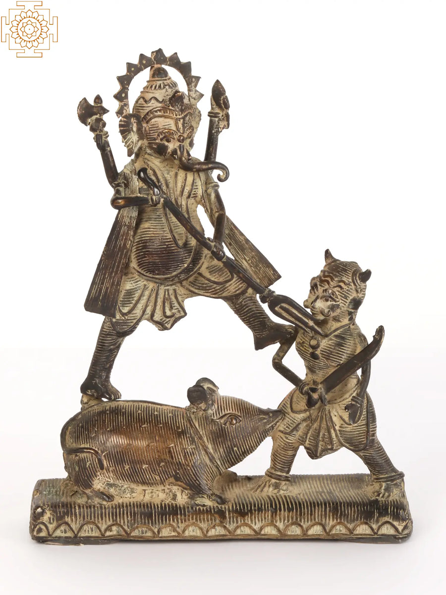 8" Lord Ganesha Brass Tribal Statue from Bastar