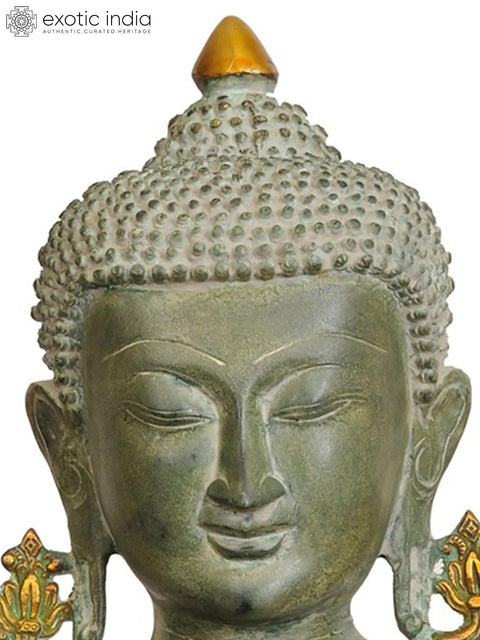 19" Gautam Buddha Robed in Dazzling Golden | Handmade Brass Murti