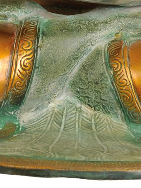 19" Gautam Buddha Robed in Dazzling Golden | Handmade Brass Murti