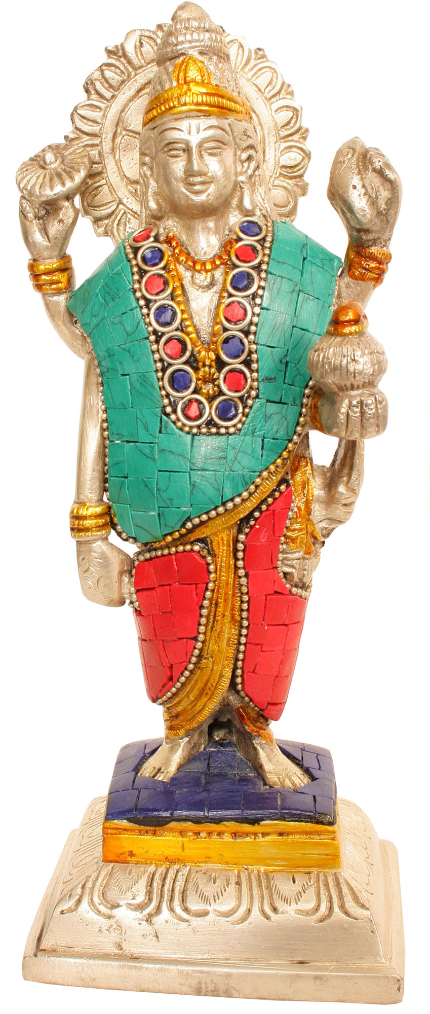 8" Dhanvantari Brass Statue Handmade Hindu Deity Idol