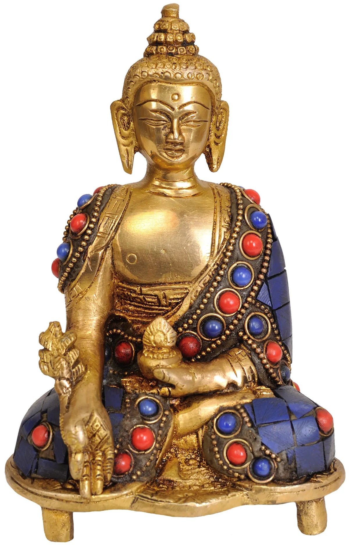 5" The Medicine Buddha (Tibetan Buddhist Deity) In Brass | Handmade | Made In India