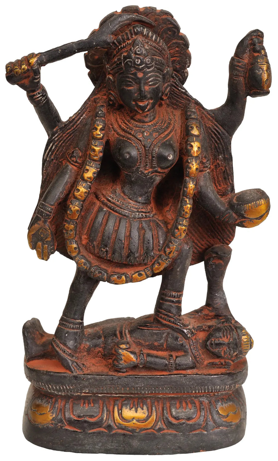 6" Handmade Goddess Kali Brass Statue for Pooja