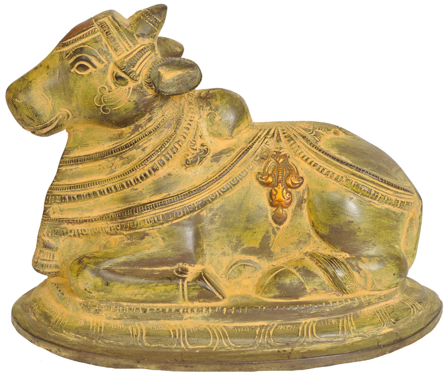 7" Nandi Brass Statue - Sacred Gatekeeper Handmade Idol
