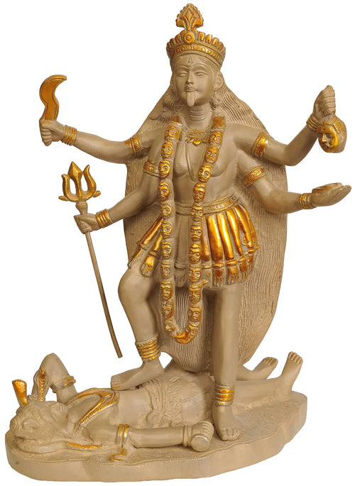 14" Handmade Goddess Kali Brass Statue for Pooja