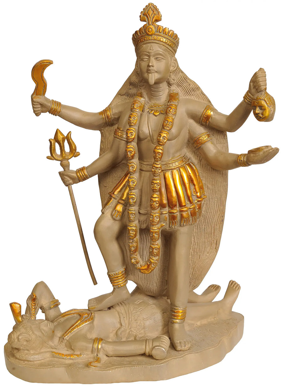 14" Handmade Goddess Kali Brass Statue for Pooja
