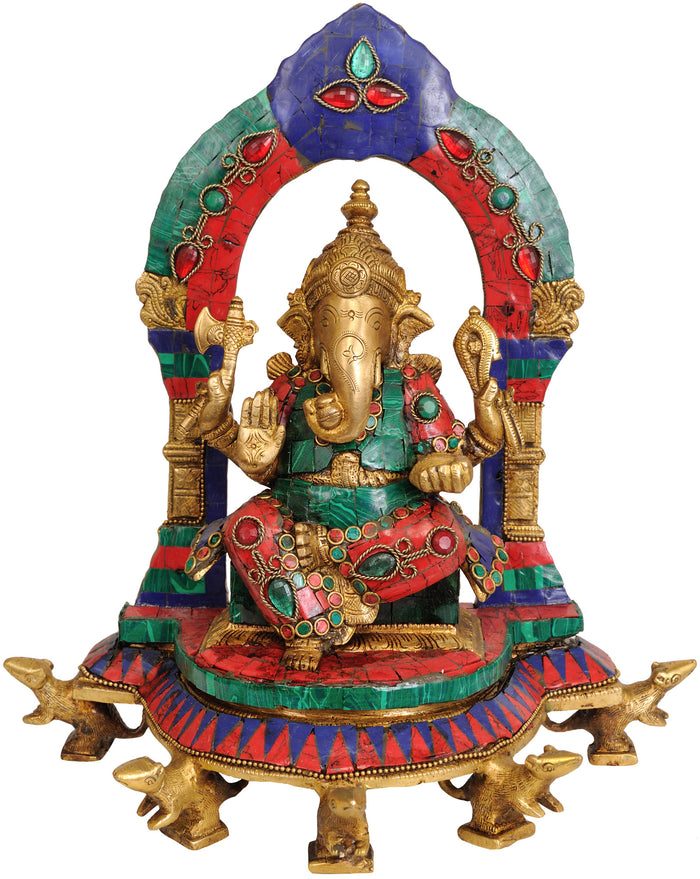 11" Handmade Lord Ganesha Brass Statue for Pooja
