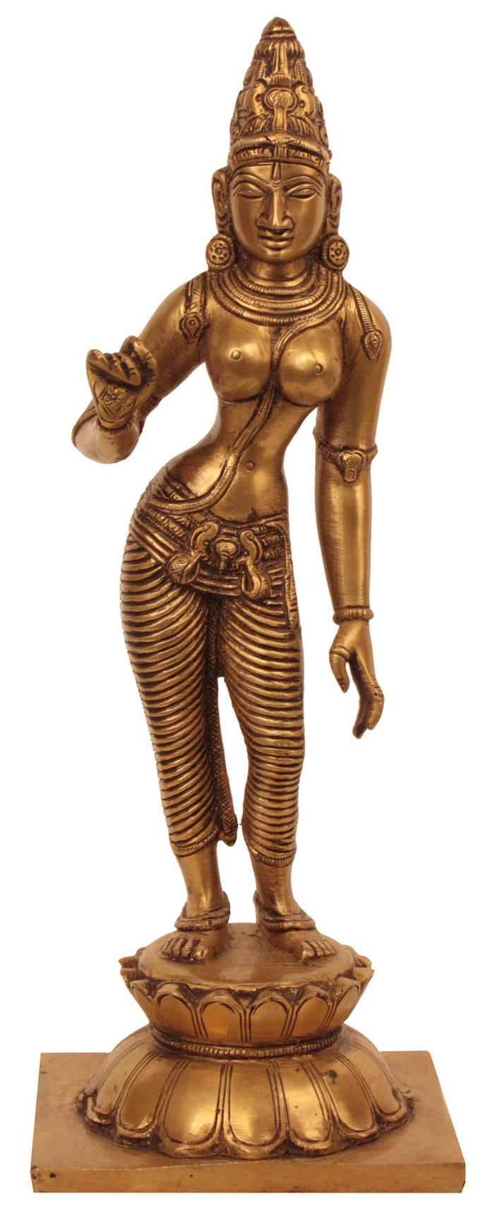 11" Goddess Uma Parvati Shivakamasundari Idol | Handmade Brass Statue