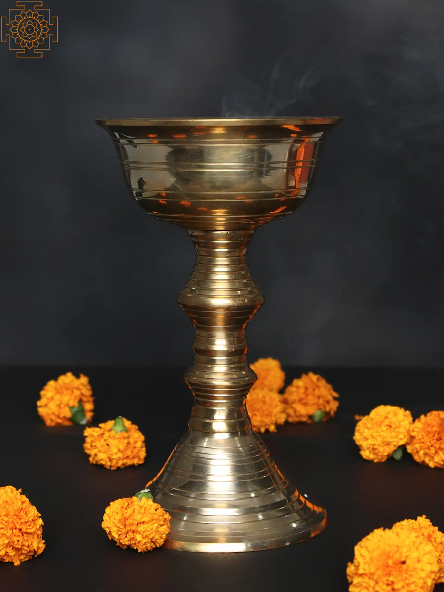 Handmade Brass Butter Puja Lamp for Home Pooja