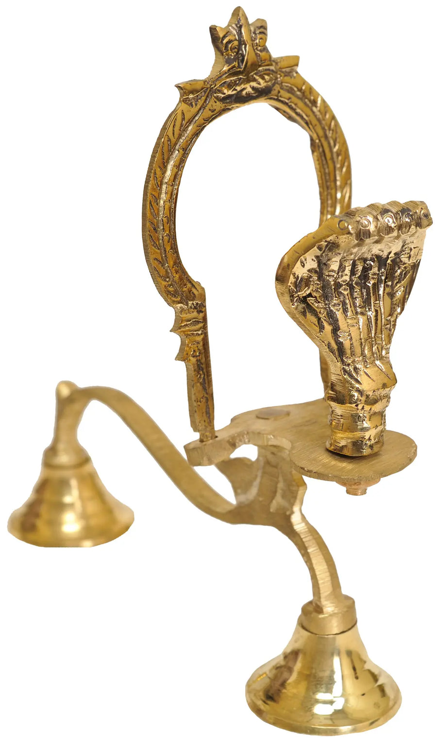 7" Five-Hooded Serpent Brass Lamp for Pooja Handmade