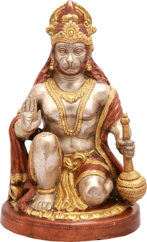 9" Lord Hanuman in Ashirwad Mudra In Brass | Handmade | Made In India