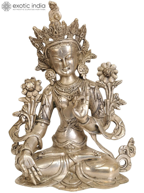 10" White Tara Tibetan Buddhist Brass Statue Handmade