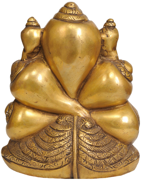 8" Lord Ganesha Made of Conches In Brass | Handmade | Made In India