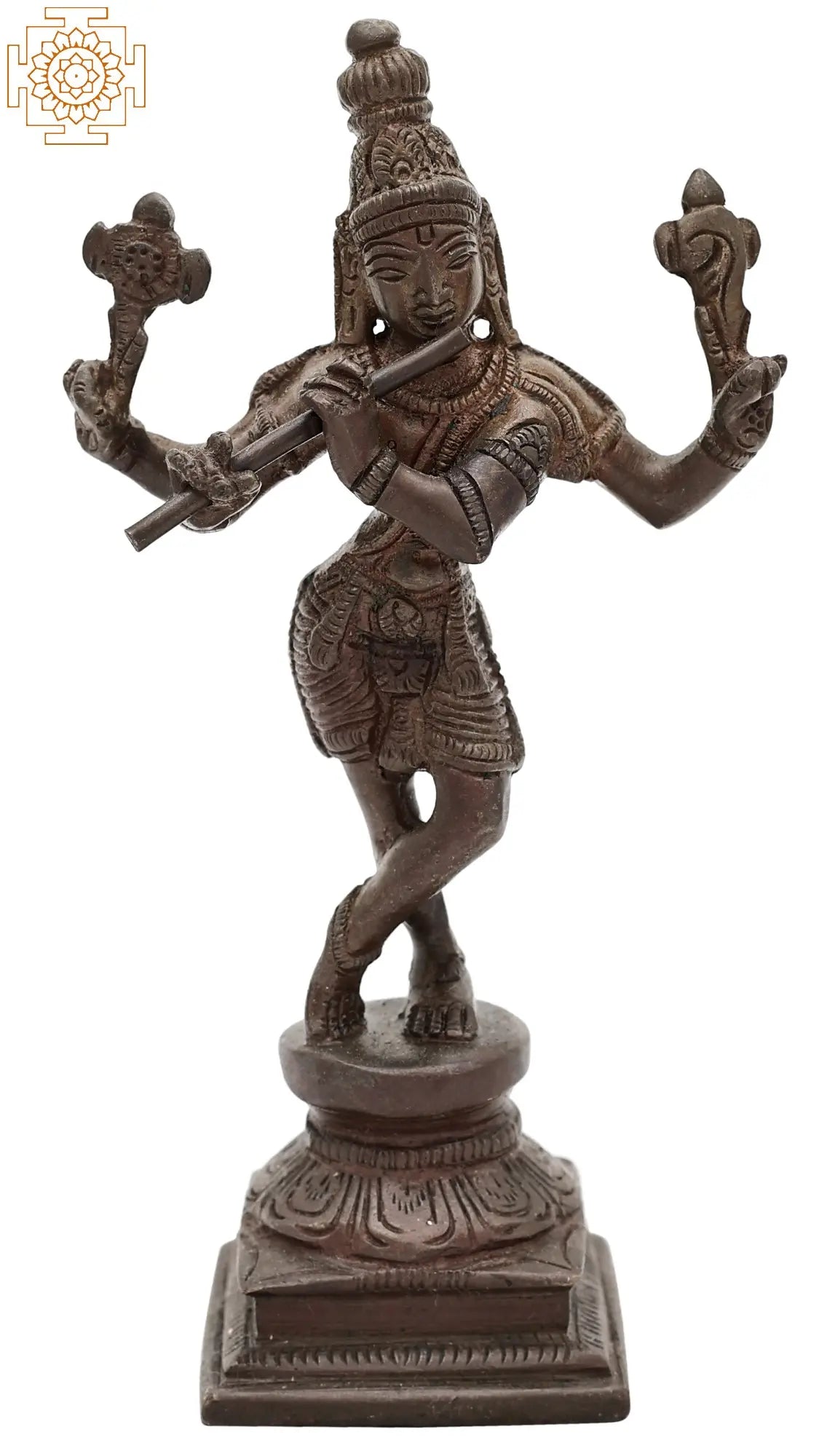 6" Cosmic Form of Lord Krishna Idol in Brass | Handmade | Made in India