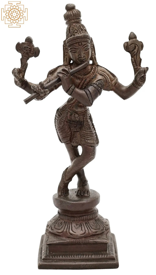 6" Cosmic Form Krishna Brass Idol Handmade