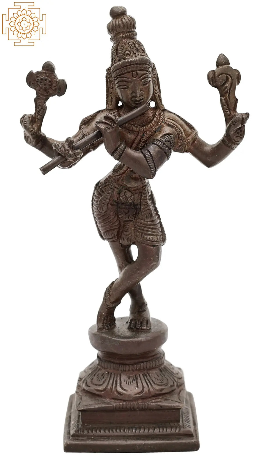 6" Cosmic Form Krishna Brass Idol Handmade