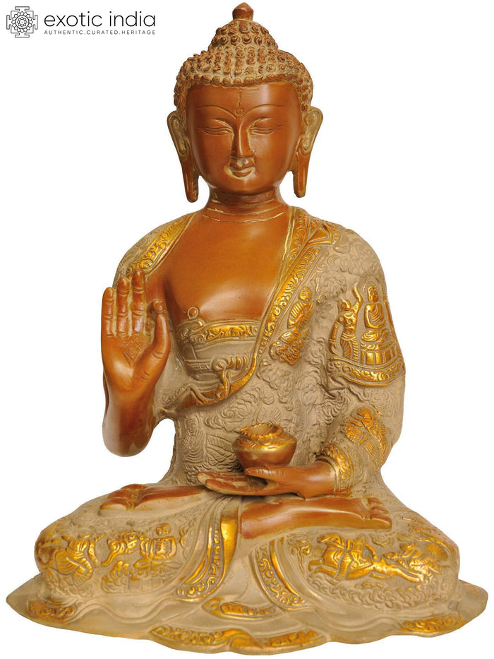12" Preaching Buddha Handmade Brass Sculpture