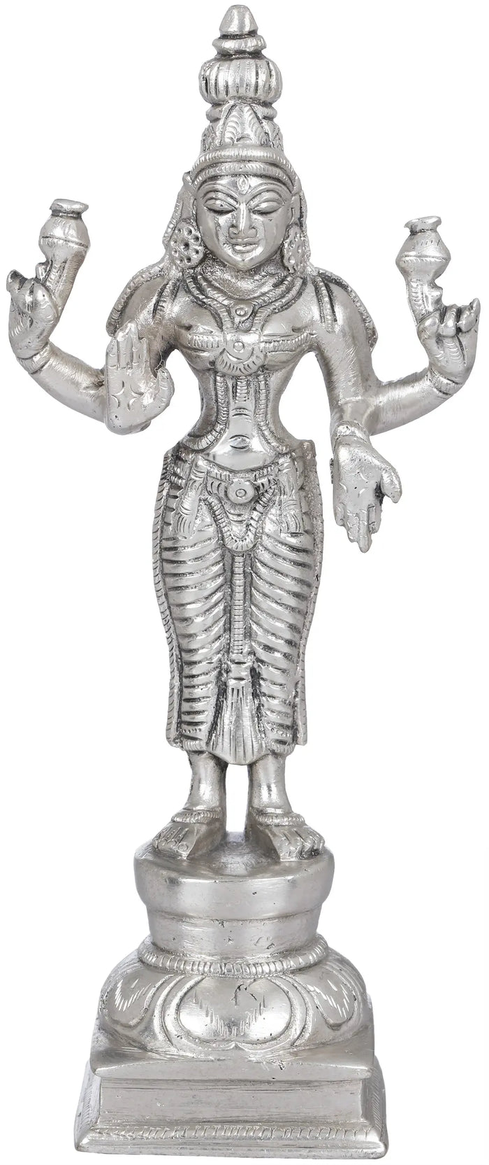 6" Four-Armed Standing Lakshmi Statue in Brass | Handmade | Made In India